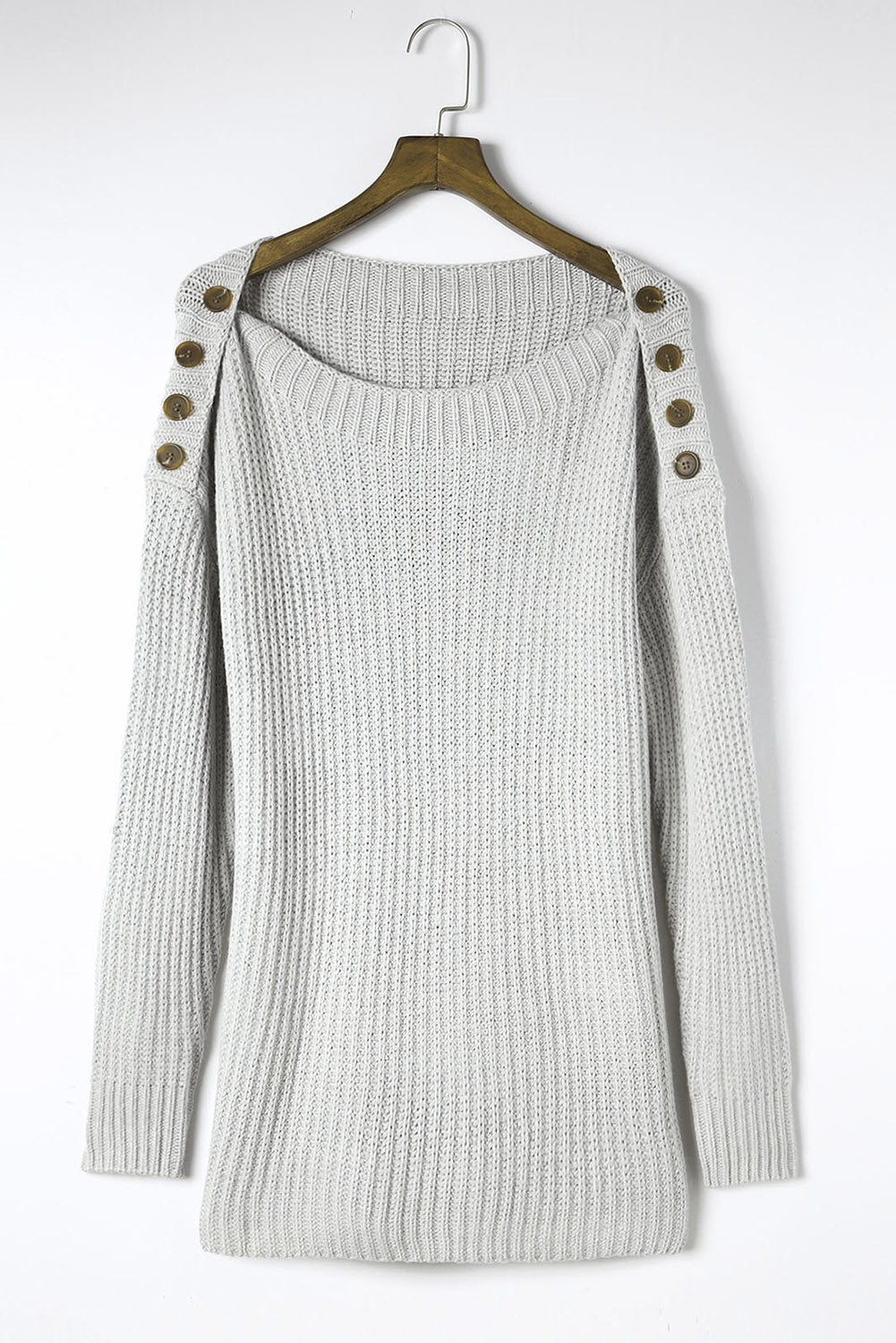 Side Slit Boat Neck Long Sleeve Sweater