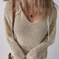 Openwork Dropped Shoulder Hooded Knit Top