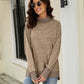 Heathered Slit High-Low Long Sleeve Top