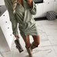 Drawstring Long Sleeve Mini Dress