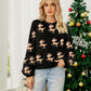 Reindeer Round Neck Long Sleeve Sweater