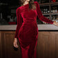 Cutout Side Slit Boat Neck Long Sleeve Dress