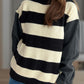 Contrast Round Neck Long Sleeve Sweater