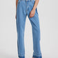 Slit Straight Leg Jeans with Pockets