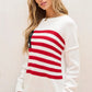 US Flag Round Neck Long Sleeve Knit Top