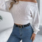 Cable Knit Off-Shoulder Long Sleeve Sweater