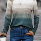 Decorative Button Contrast Round Neck Long Sleeve T-Shirt