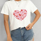 Heart Round Neck Short Sleeve T-Shirt