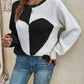 Contrast Heart Round Neck Long Sleeve Sweater