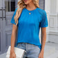 Openwork Round Neck Short Sleeve T-Shirt