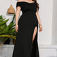 Plus Size Crossover Off-Shoulder Split Dress