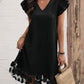 Ruffled V-Neck Cap Sleeve Dress