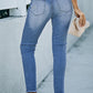 High Waist Raw Hem Skinny Jeans