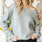 Side Slit Boat Neck Long Sleeve Sweater