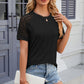 Openwork Round Neck Short Sleeve T-Shirt