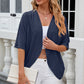 Eyelet Open Front Half Sleeve Cardigan