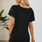 Smocked Round Neck Flutter Sleeve T-Shirt