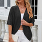 Eyelet Open Front Half Sleeve Cardigan