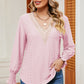 Eyelet V-Neck Flounce Sleeve T-Shirt