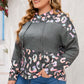 Plus Size Leopard Dropped Shoulder Long Sleeve Hoodie