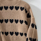 Heart Turtleneck Dropped Shoulder Sweater