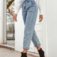 Tied Straight Leg Jeans with Pockets