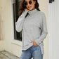 Heathered Slit High-Low Long Sleeve Top