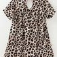 Cutout Back Leopard V-Neck Short Sleeve Mini Dress