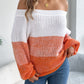 Color Block Off-Shoulder Long Sleeve Sweater