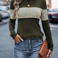 Color Block Round Neck Long Sleeve Top