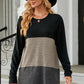 Color Block Round Neck Long Sleeve T-Shirt