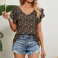 V-Neck Short Sleeve Blouse