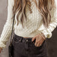 Cable-Knit Round Neck Long Sleeve Sweater