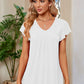 Ruched V-Neck Short Sleeve T-Shirt