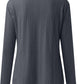 Decorative Button Round Neck Long Sleeve Top