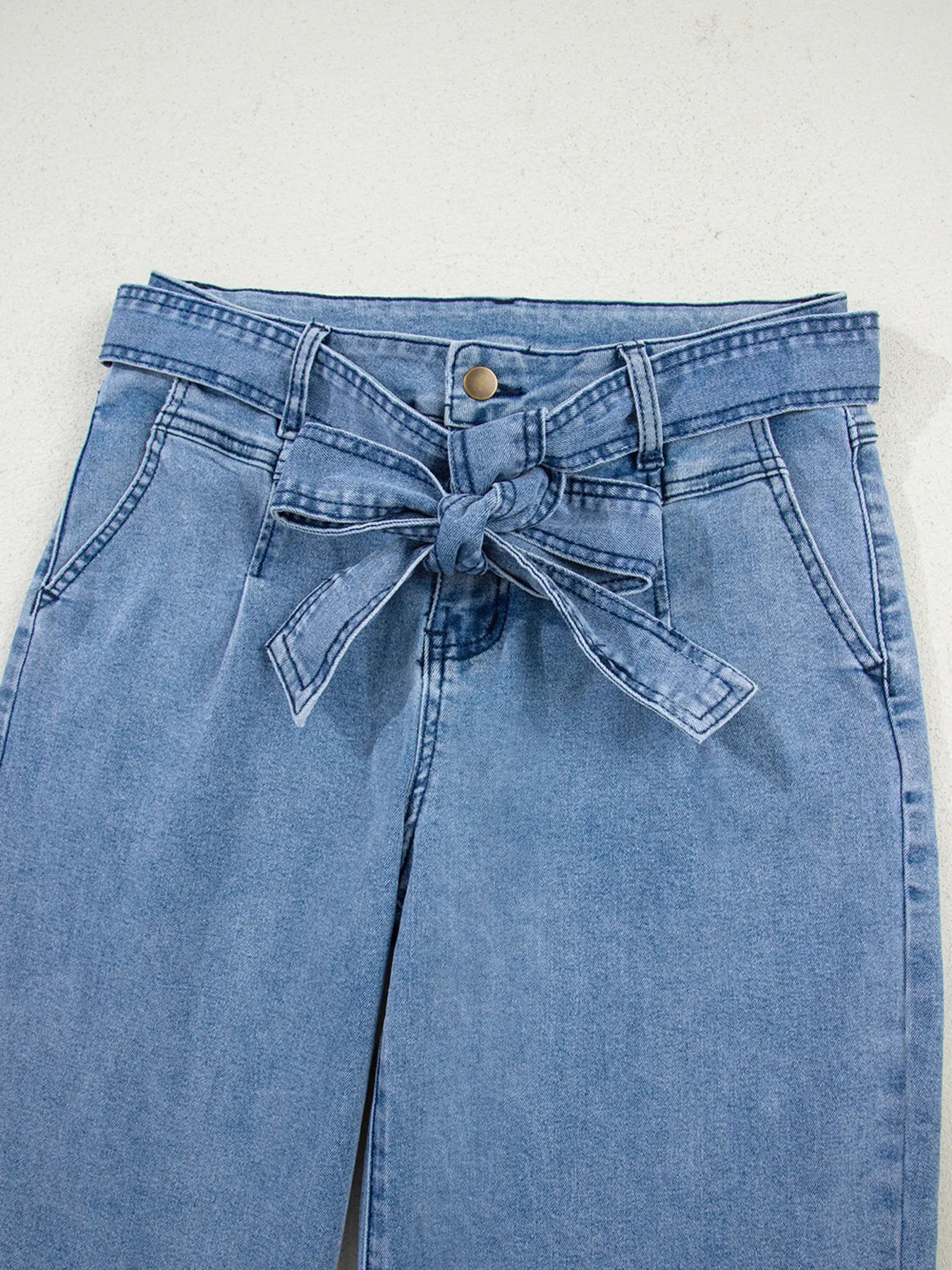 High Waisted Wide Leg Belted Jeans – Michelle Francisco