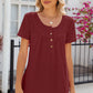 Eyelet Quarter Button Short Sleeve T-Shirt