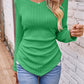 Full Size Ruched V-Neck Long Sleeve T-Shirt