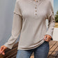 Slit Half Button Long Sleeve T-Shirt