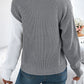 Two-Tone V-Neck Long Sleeve Sweater