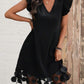 Ruffled V-Neck Cap Sleeve Dress