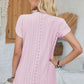 Decorative Button Eyelet V-Neck Short Sleeve T-Shirt