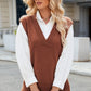 Side Slit V-Neck Sweater Vest