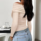 Ruched One Shoulder Long Sleeve T-Shirt