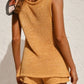 V-Neck Sleeveless Top and Drawstring Shorts Sweater Set