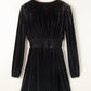 Surplice Long Sleeve Velvet Dress