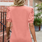 Round Neck Ruffle Trim Short Sleeve T-Shirt
