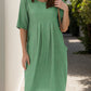 Full Size Round Neck Half Sleeve Dress with Pockets