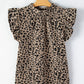 Ruffled Leopard Round Neck Cap Sleeve Blouse