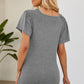 Smocked Round Neck Flutter Sleeve T-Shirt